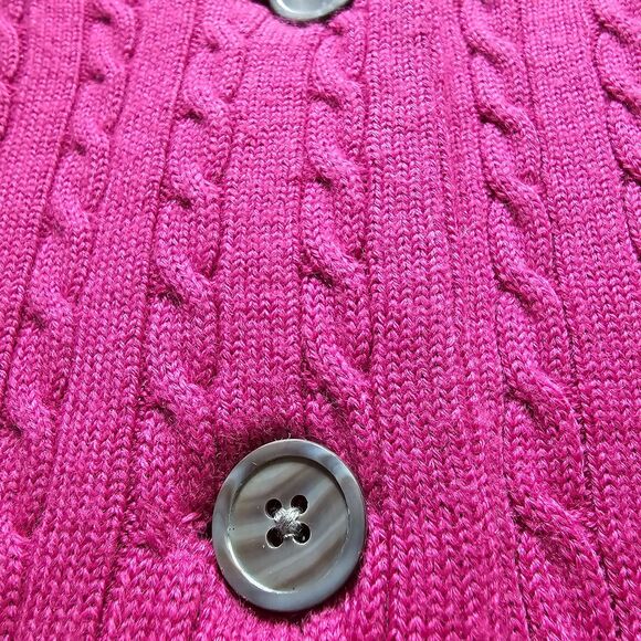 Dialogue Wool Blend Fuschia Pink Cable Knit Blazer Sweater sz M - Picture 9 of 9